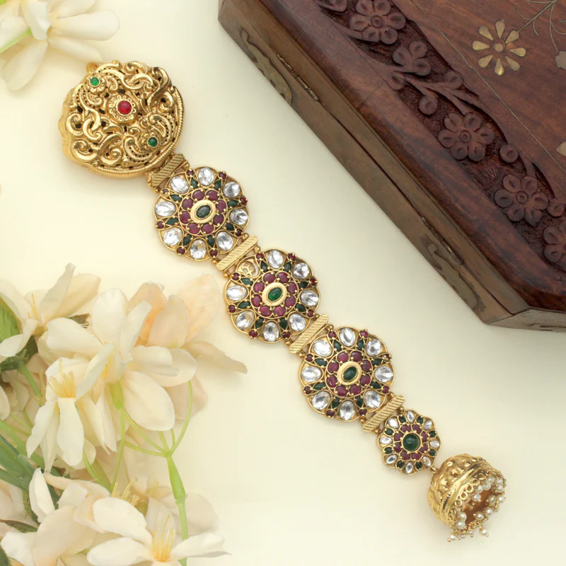 Gold Look Kundan Kemp Nagas Flower Bridal Choti Jada Billai